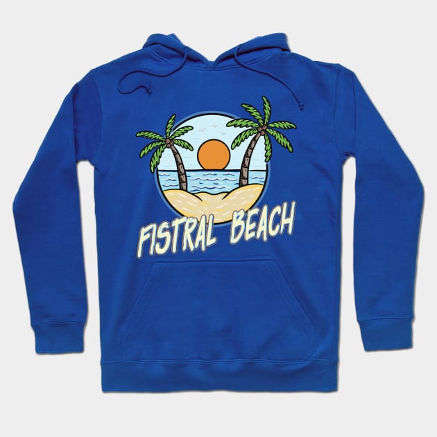 Fistral BeachCornwall, Cornish Surfing beach, Back graphic Hoodie by Surfer Dave Designs